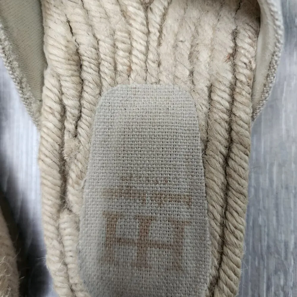 Haute Hippie Beige Canvas & Jute Wrapped Double Buckle Size 7.5M